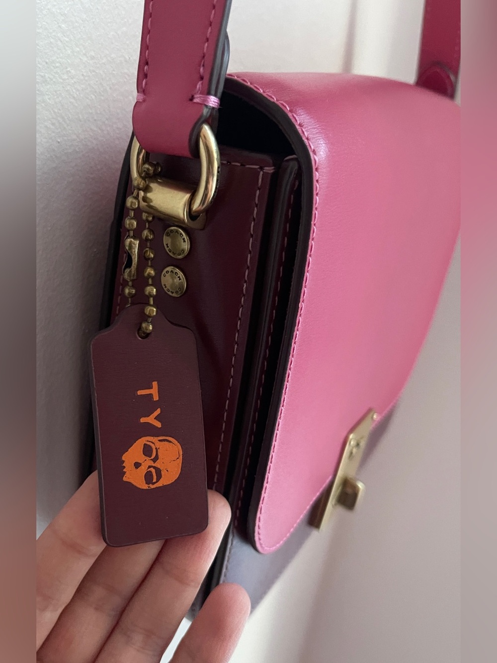 Coach Colorblock Leather Hutton Saddle Crossbody Bag with Gold Hardware - Picture 7 of 16